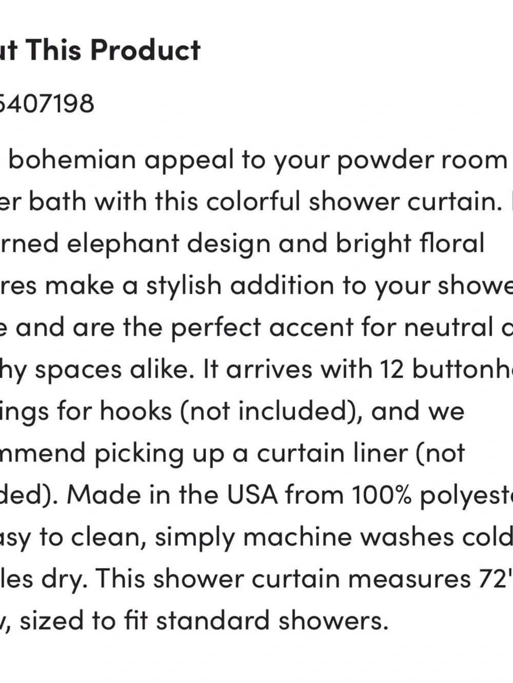 Boho Elephant Floral Shower Curtain - Cream with Pink, Orange & Green DENY